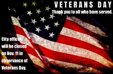 City offices closed Veterans Day
